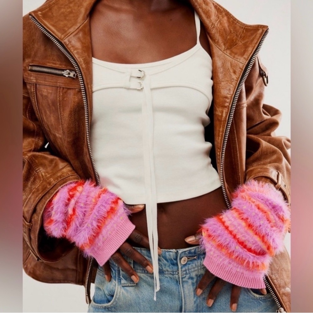 NWT Free People x FP One Alivia Fairisle Fuzzy Armwarmer fingerless glove